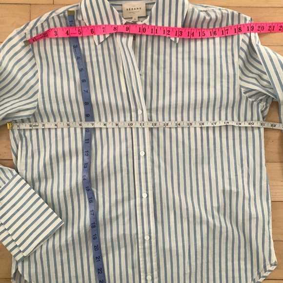 Sezane Sky Blue and White Striped Shirt - Picture 8 of 13